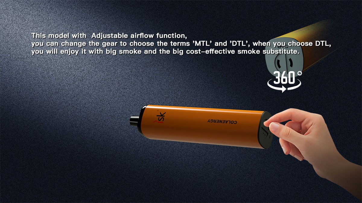ISK047 одноразовые электронные сигареты 5000 затяжек с регулируемым потоком воздуха и перезаряжаемой батареей